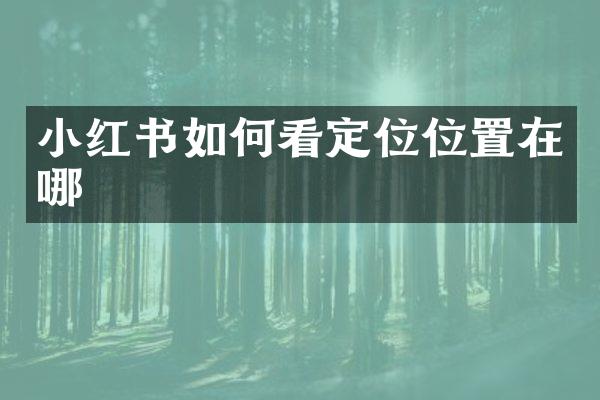 小红书如何看定位位置在哪