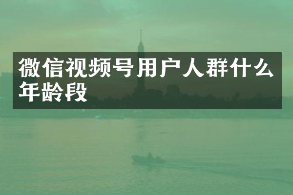 微信视频号用户人群什么年龄段