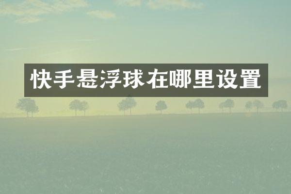 快手悬浮球在哪里设置