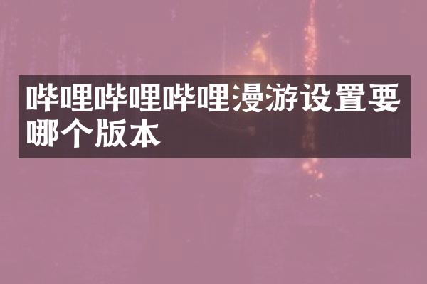 哔哩哔哩哔哩漫游设置要哪个版本