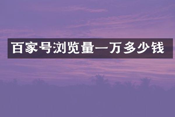 百家号浏览量一万多少钱