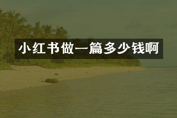 小红书做一篇多少钱啊