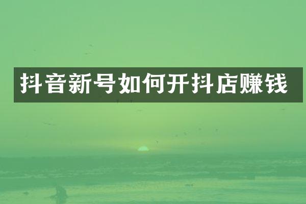 抖音新号如何开抖店赚钱