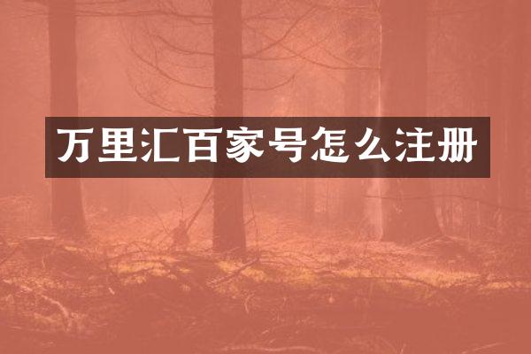 万里汇百家号怎么注册