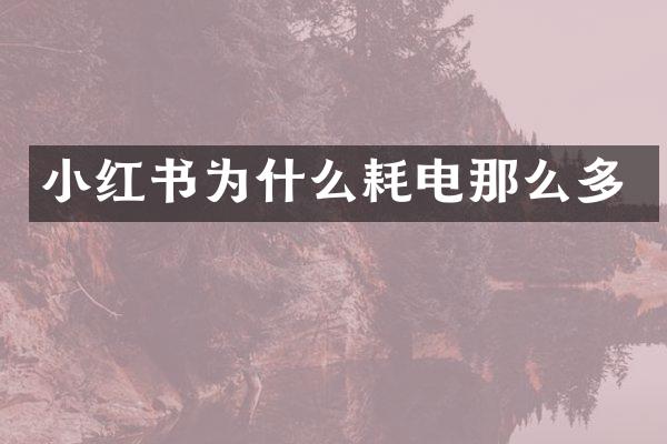 小红书为什么耗电那么多