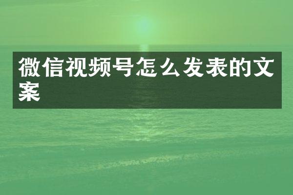 微信视频号怎么发表的文案