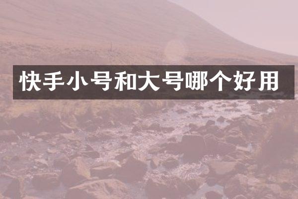 快手小号和大号哪个好用
