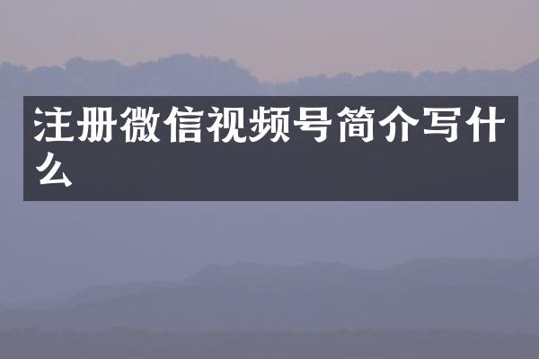 注册微信视频号简介写什么
