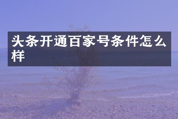 头条开通百家号条件怎么样
