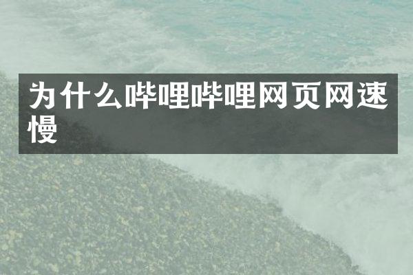 为什么哔哩哔哩网页网速慢