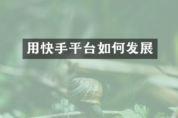 用快手平台如何发展