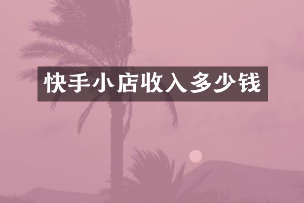 快手小店收入多少钱