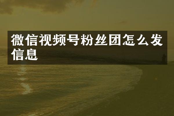 微信视频号粉丝团怎么发信息