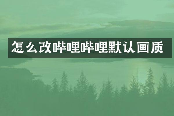 怎么改哔哩哔哩默认画质