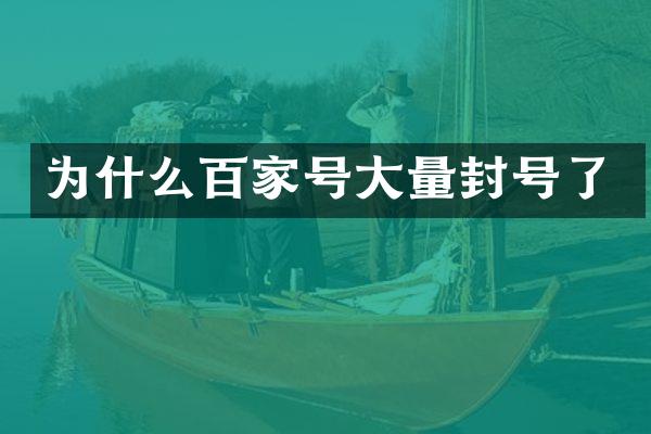 为什么百家号大量封号了