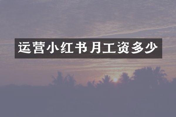 运营小红书月工资多少