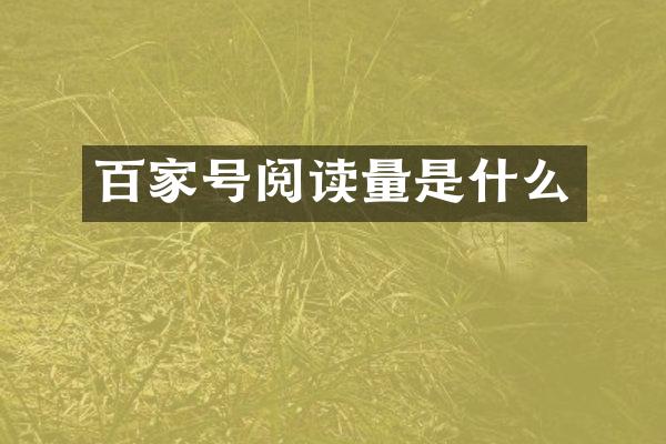 百家号阅读量是什么