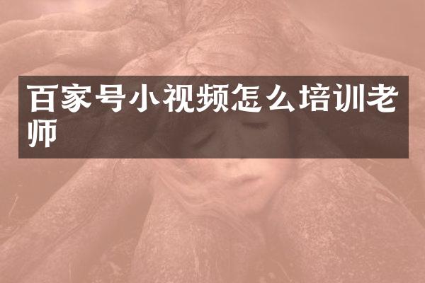 百家号小视频怎么培训老师