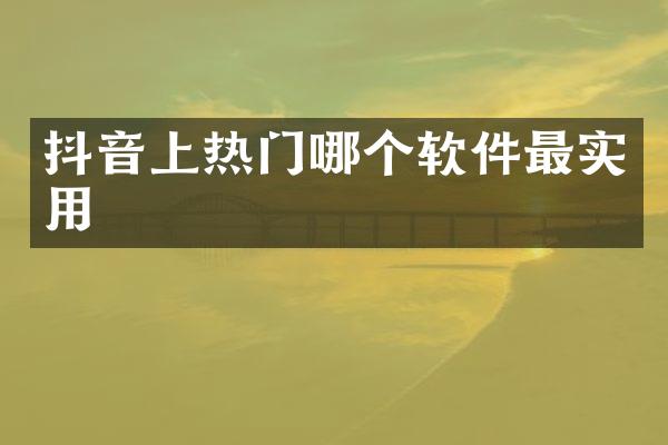 抖音上热门哪个软件最实用