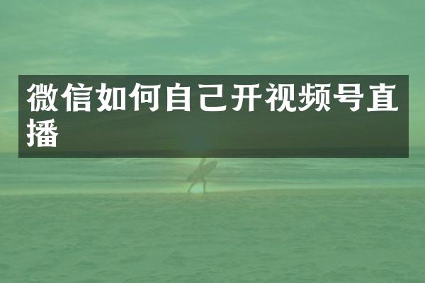 微信如何自己开视频号直播