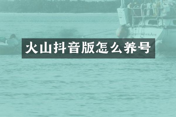 火山抖音版怎么养号