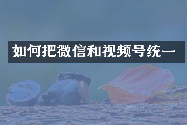 如何把微信和视频号统一