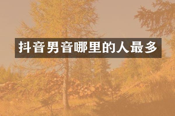 抖音男音哪里的人最多