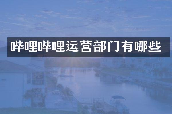 哔哩哔哩运营部门有哪些