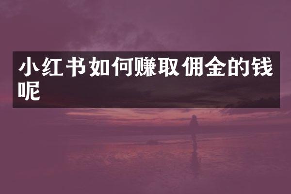 小红书如何赚取佣金的钱呢