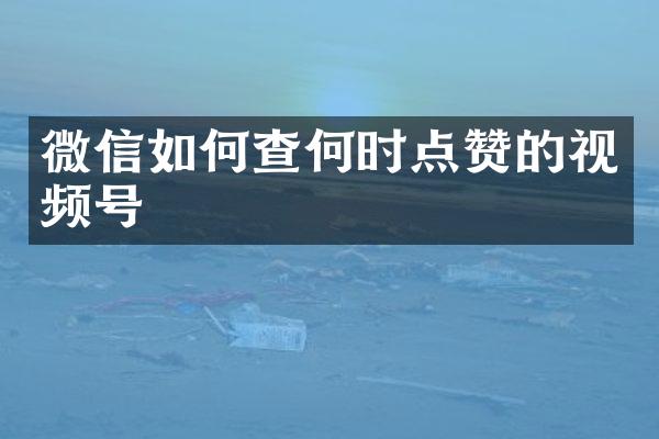 微信如何查何时点赞的视频号
