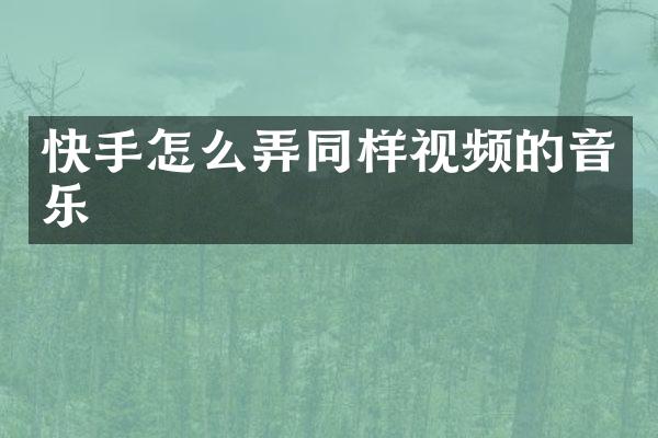 快手怎么弄同样视频的音乐