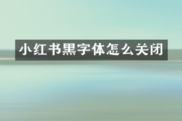 小红书黑字体怎么关闭