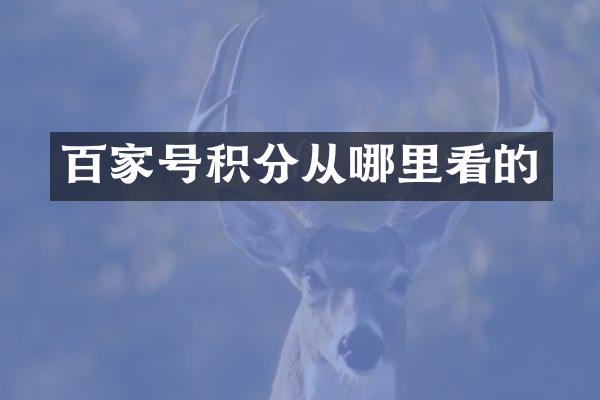 百家号积分从哪里看的