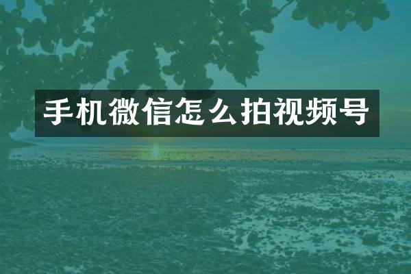 手机微信怎么拍视频号