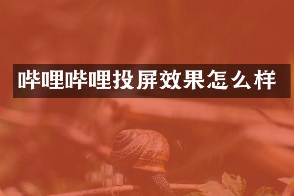 哔哩哔哩投屏效果怎么样