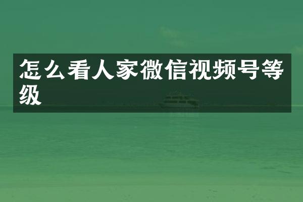 怎么看人家微信视频号等级