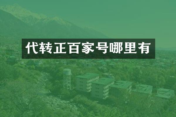 代转正百家号哪里有