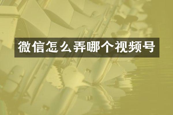 微信怎么弄哪个视频号