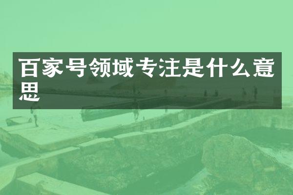 百家号领域专注是什么意思