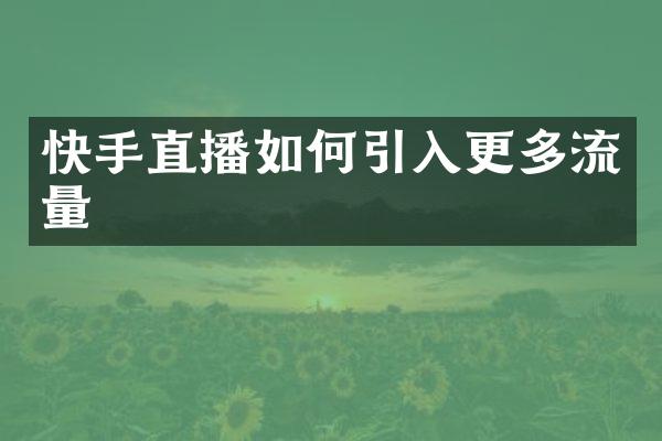 快手直播如何引入更多流量