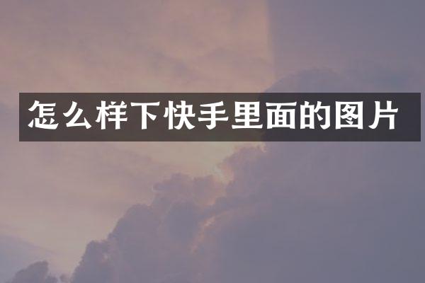 怎么样下快手里面的图片