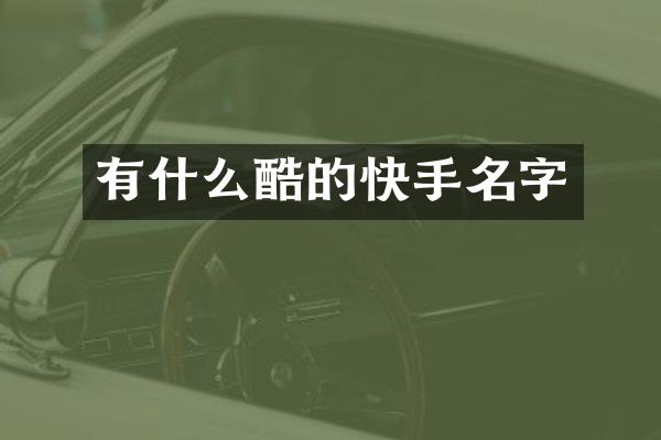 有什么酷的快手名字