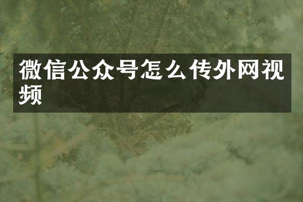 微信公众号怎么传外网视频