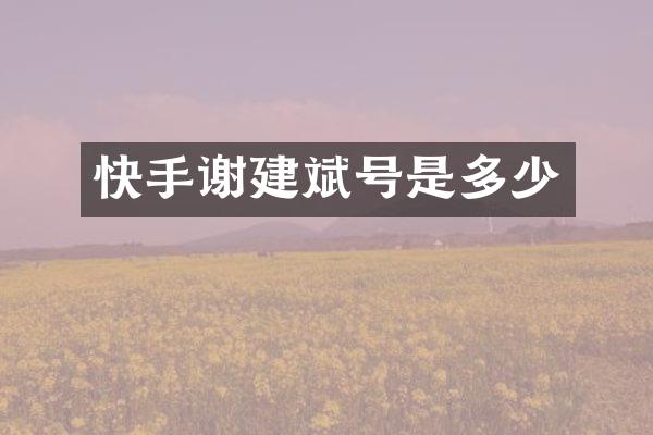 快手谢建斌号是多少