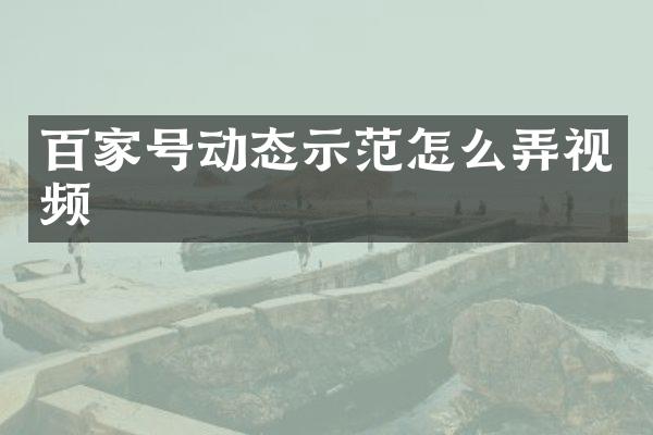 百家号动态示范怎么弄视频