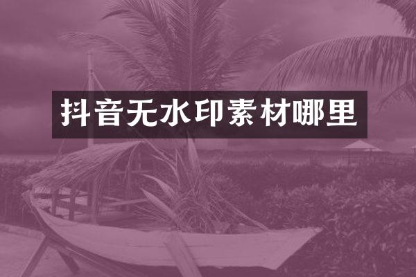 抖音无水印素材哪里