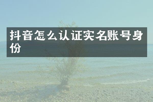 抖音怎么认证实名账号身份