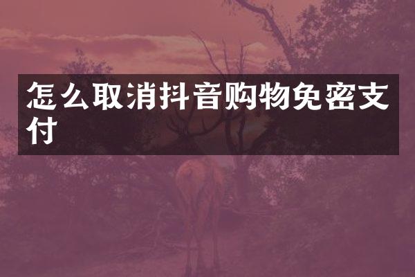 怎么取消抖音购物免密支付