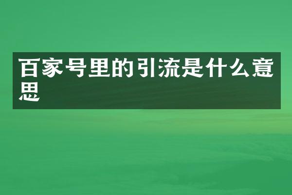 百家号里的引流是什么意思