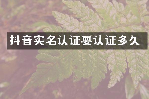 抖音实名认证要认证多久